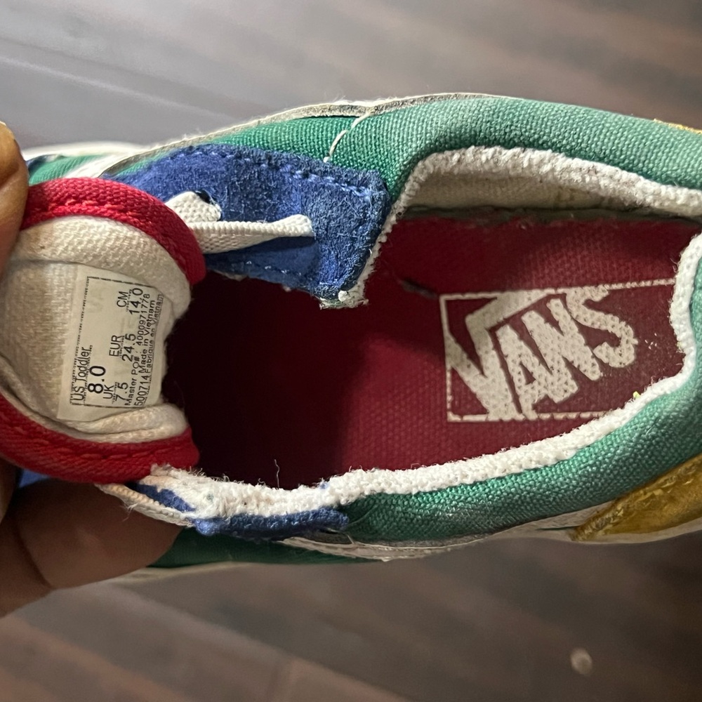 Vans Kids Sneakers in Green, Blue, and Red